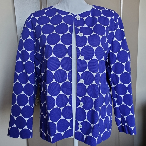 Boden Jackets & Blazers - Boden Polka Dot Jacket Blazer Blue White 14